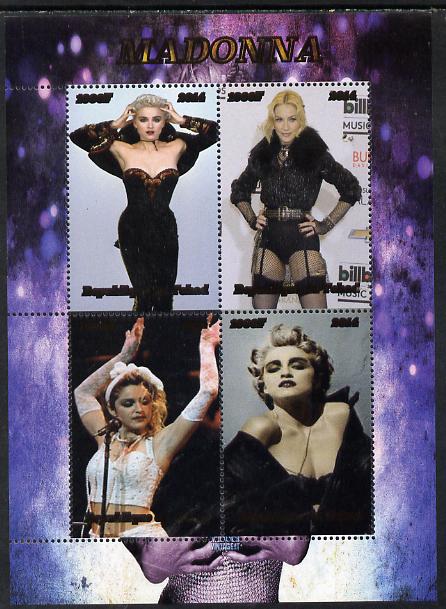 Chad 2014 Madonna (singer) perf sheetlet containing 4 values unmounted mint. Note this item is privately produced and is offered purely on its thematic appeal. . , stamps on personalities, stamps on music, stamps on pops, stamps on madonna, stamps on women