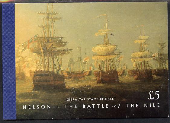 Gibraltar 1998 Battle of the Nile Â£5 booklet complete and fine SG SB12, stamps on , stamps on  stamps on battles, stamps on  stamps on nelson, stamps on  stamps on ships, stamps on  stamps on 