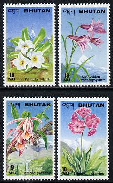 Bhutan 1995 Flowers set of 4 unmounted mint SG 1061-64, stamps on , stamps on  stamps on flowers       orchids