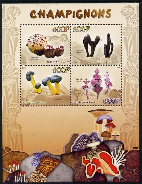 Congo 2014 Fungi perf sheetlet containing 4 values unmounted mint, stamps on , stamps on  stamps on , stamps on  stamps on fungi