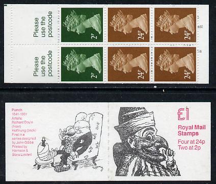 Great Britain 1991 Punch (150th Anniversary of Magazine)  £1 booklet complete (SG FH23), stamps on cartoon      magazines      literature