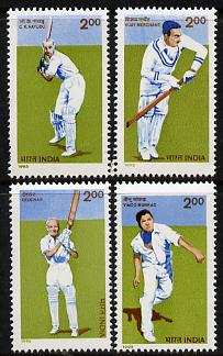 India 1995 Cricketers set of 4 unmounted mint, SG 1654-57, stamps on , stamps on  stamps on sport    cricket