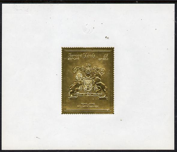 Bernera 1982 Royal Arms A38 William IV embossed in 22k gold foil self-adhesive proof unmounted mint , stamps on , stamps on  stamps on cinderellas, stamps on  stamps on royalty, stamps on  stamps on arms, stamps on  stamps on selfadhesive