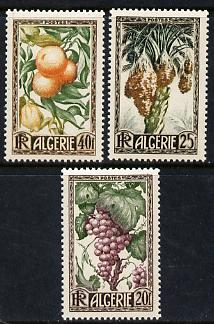 Algeria 1950 Fruits set of 3 unmounted mint SG 299-301*, stamps on , stamps on  stamps on fruit     drink    wine    alcohol