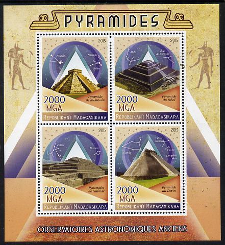 Madagascar 2015 The Pyramids perf sheetlet containing 4 values unmounted mint, stamps on , stamps on  stamps on pyramids, stamps on  stamps on egyptology