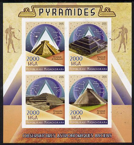 Madagascar 2015 The Pyramids imperf sheetlet containing 4 values unmounted mint, stamps on pyramids, stamps on egyptology