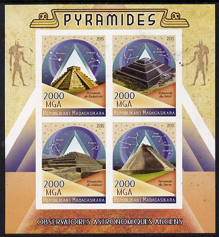 Madagascar 2015 The Pyramids imperf sheetlet containing 4 values unmounted mint, stamps on , stamps on  stamps on pyramids, stamps on  stamps on egyptology