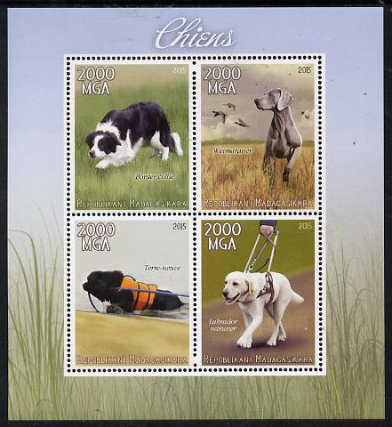 Madagascar 2015 Dogs perf sheetlet containing 4 values unmounted mint, stamps on , stamps on  stamps on dogs, stamps on  stamps on blind, stamps on  stamps on disabled