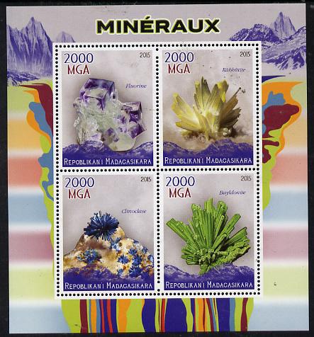 Madagascar 2015 Minerals perf sheetlet containing 4 values unmounted mint, stamps on minerals