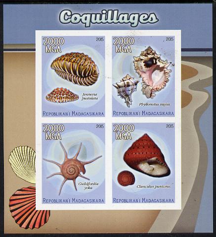 Madagascar 2015 Shells imperf sheetlet containing 4 values unmounted mint, stamps on shells.marine life