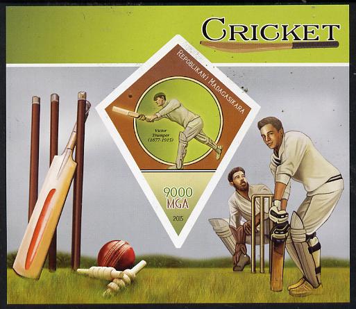 Madagascar 2015 Cricket imperf deluxe sheet containing one diamond shaped value unmounted mint, stamps on , stamps on  stamps on cricket, stamps on  stamps on , stamps on  stamps on shaped, stamps on  stamps on diamond