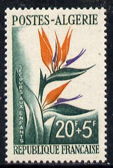 Algeria 1958 Child Welfare Fund (Strelitzia) unmounted mint SG 384*, stamps on children    flowers
