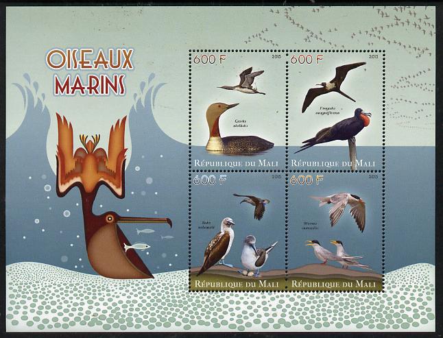 Mali 2015 Sea Birds perf sheetlet containing set of 4 unmounted mint, stamps on , stamps on  stamps on , stamps on  stamps on birds, stamps on  stamps on 