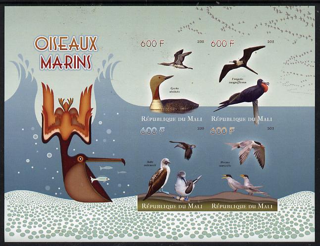 Mali 2015 Sea Birds imperf sheetlet containing set of 4 unmounted mint, stamps on , stamps on birds