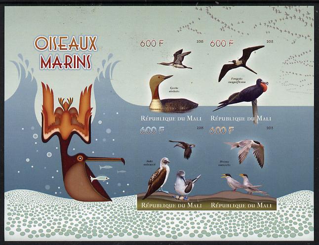 Mali 2015 Sea Birds imperf sheetlet containing set of 4 unmounted mint, stamps on , stamps on  stamps on , stamps on  stamps on birds