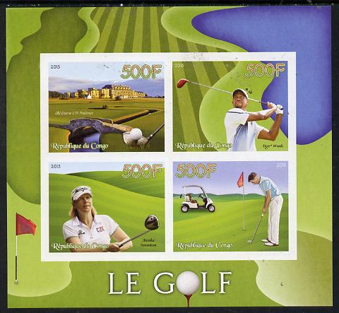 Congo 2015 Golf imperf sheetlet containing set of 4 unmounted mint, stamps on , stamps on  stamps on sport, stamps on  stamps on golf