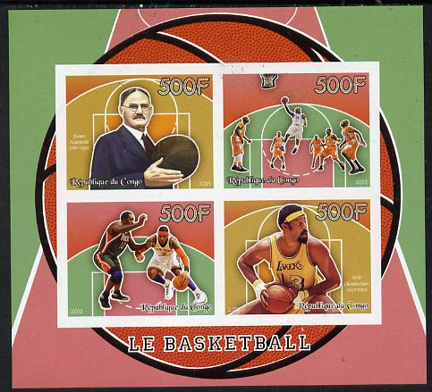 Congo 2015 Basketball imperf sheetlet containing set of 4 unmounted mint, stamps on , stamps on  stamps on sport, stamps on  stamps on basketball