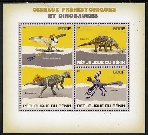 Benin 2015 Pre-Historic Animals perf sheet containing 3 values unmounted mint, stamps on , stamps on  stamps on dinosaurs