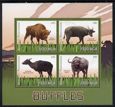 Madagascar 2015 Buffalo perf sheetlet containing 4 values unmounted mint, stamps on , stamps on  stamps on animals, stamps on  stamps on buffalo, stamps on  stamps on bovine