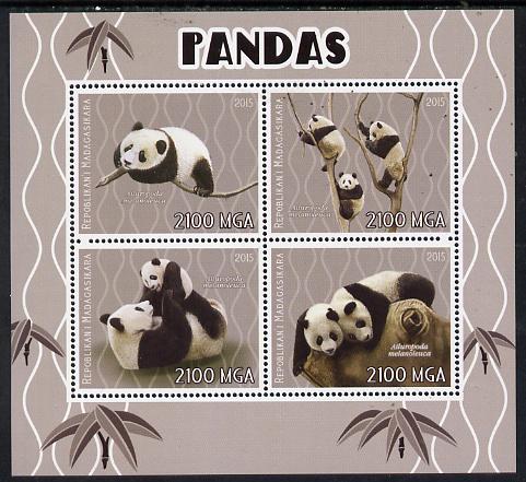 Madagascar 2015 Pandas perf sheetlet containing 4 values unmounted mint, stamps on animals, stamps on bears, stamps on pandas