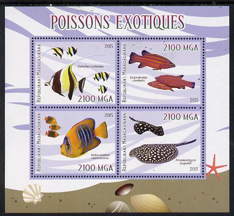 Madagascar 2015 Fish perf sheetlet containing 4 values unmounted mint, stamps on , stamps on  stamps on fish