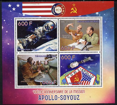 Mali 2015 Apollo-Soyuz perf sheetlet containing four values unmounted mint, stamps on , stamps on  stamps on space, stamps on  stamps on apollo, stamps on  stamps on soyuz