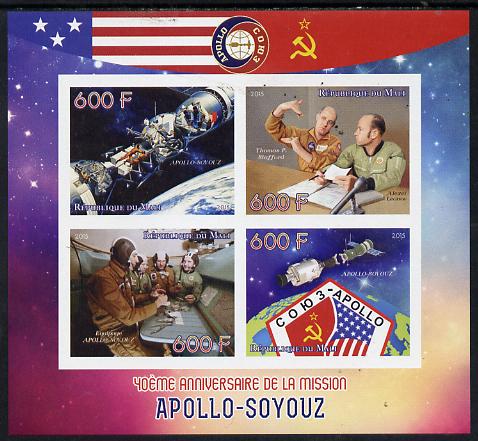 Mali 2015 Apollo-Soyuz imperf sheetlet containing four values unmounted mint, stamps on space, stamps on apollo, stamps on soyuz