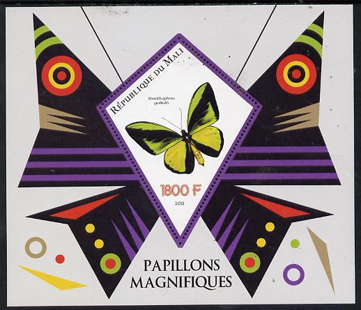 Mali 2015 Butterflies perf deluxe sheet containing one diamond shaped value unmounted mint, stamps on butterflies, stamps on shaped, stamps on triangle, stamps on trianguler, stamps on diamond