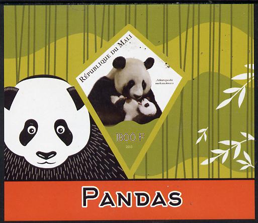 Mali 2015 Pandas imperf deluxe sheet containing one diamond shaped value unmounted mint, stamps on , stamps on  stamps on animals, stamps on  stamps on bears, stamps on  stamps on panda, stamps on  stamps on shaped, stamps on  stamps on triangle, stamps on  stamps on trianguler, stamps on  stamps on diamond