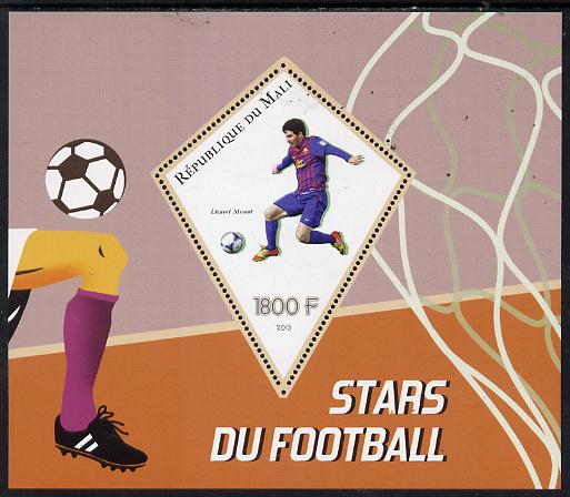 Mali 2015 Football Stars perf deluxe sheet containing one diamond shaped value unmounted mint, stamps on personalities, stamps on football, stamps on shaped, stamps on triangle, stamps on trianguler, stamps on diamond