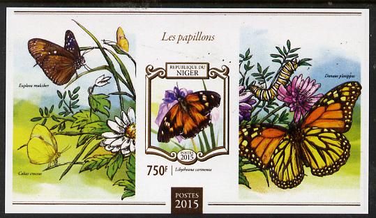 Niger Republic 2015 Butterflies #3 imperf s/sheet unmounted mint. Note this item is privately produced and is offered purely on its thematic appeal, stamps on butterflies, stamps on 