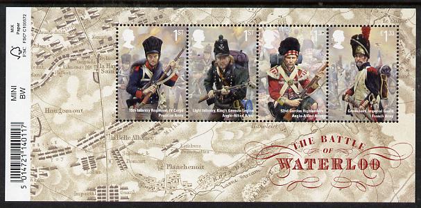 Great Britain 2015 Battle of Waterloo perf m/sheet unmounted mint, stamps on battles, stamps on militaria, stamps on napoleon