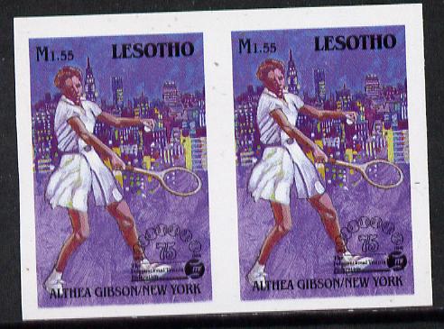 Lesotho 1988 Tennis Federation 1m55 (Althea Gibson) unmounted mint imperf proof pair (as SG 848)*, stamps on sport  tennis