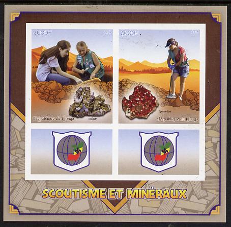 Congo 2015 Scouts & Minerals imperf sheetlet containing 2 stamps & 2 labels unmounted mint , stamps on scouts, stamps on minerals