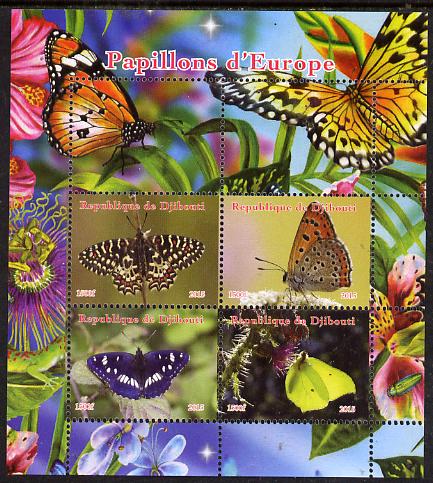 Djibouti 2015 Butterflies of Europe #2 perf sheetlet containing 4 values unmounted mint. Note this item is privately produced and is offered purely on its thematic appeal, stamps on , stamps on  stamps on butterflies