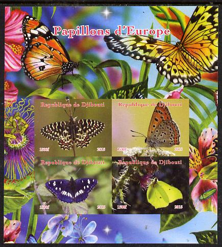 Djibouti 2015 Butterflies of Europe #2 imperf sheetlet containing 4 values unmounted mint. Note this item is privately produced and is offered purely on its thematic appe..., stamps on butterflies