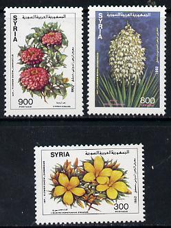 Syria 1992 Int Flower Show set of 3, SG 1839-41, stamps on flowers