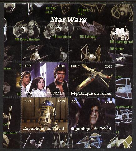 Chad 2015 Star Wars #2 perf sheetlet containing 4 values unmounted mint. Note this item is privately produced and is offered purely on its thematic appeal. . , stamps on sci-fi, stamps on films, stamps on  tv , stamps on films, stamps on cinema, stamps on movies