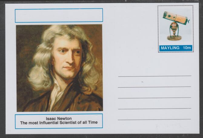 Mayling (Fantasy) Great Minds - Isaac Newton - glossy postal stationery card unused and fine, stamps on , stamps on  stamps on personalities, stamps on  stamps on science, stamps on  stamps on 