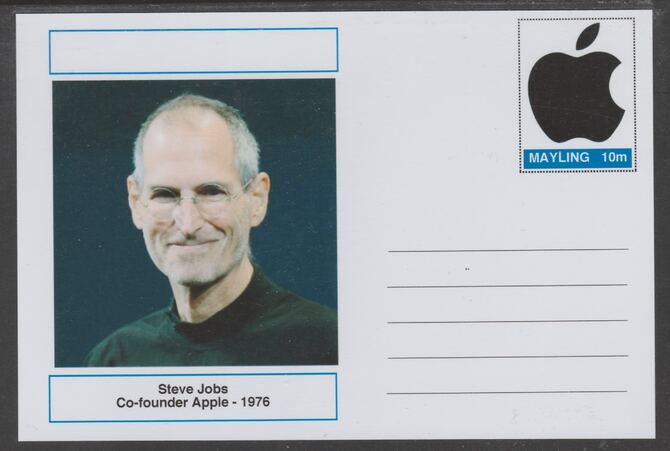 Mayling (Fantasy) Great Minds - Steve Jobs - glossy postal stationery card unused and fine, stamps on , stamps on  stamps on personalities, stamps on  stamps on computers, stamps on  stamps on 