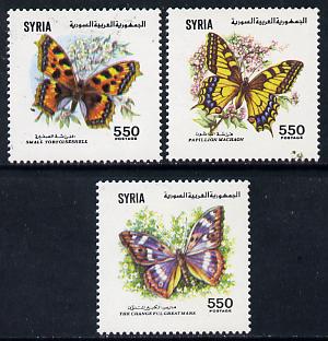 Syria 1991 Butterflies set of 3 unmounted mint, SG 1803-05, stamps on , stamps on  stamps on butterflies