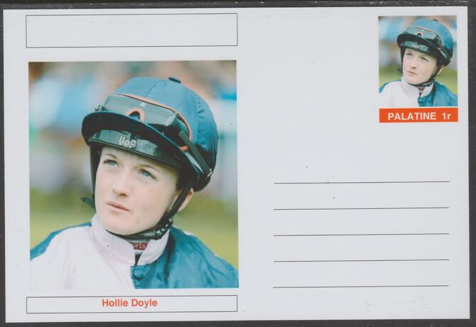 Palatine (Fantasy) Personalities - Hollie Doyle (jockey) postal stationery card unused and fine, stamps on , stamps on  stamps on personalities, stamps on  stamps on sport, stamps on  stamps on horses, stamps on  stamps on horse racing