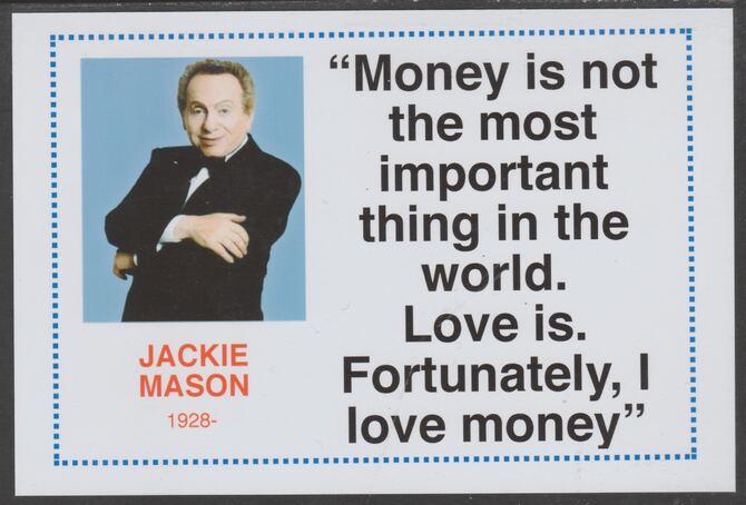Famous Quotations - Jackie Mason on 6x4 in (150 x 100 mm) glossy card, unused and fine, stamps on personalities, stamps on comedy, stamps on humour, stamps on jackie mason, stamps on judaica