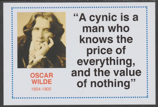 Famous Quotations - Oscar Wilde on 6x4 in (150 x 100 mm) glossy card, unused and fine, stamps on personalities, stamps on literature, stamps on oscar wilde