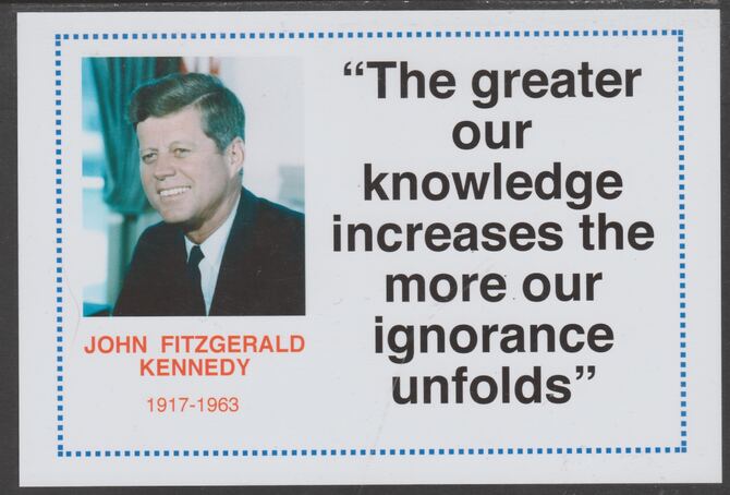 Famous Quotations - John F Kennedy on 6x4 in (150 x 100 mm) glossy card, unused and fine, stamps on , stamps on  stamps on personalities, stamps on  stamps on usa presidents, stamps on  stamps on kennedy