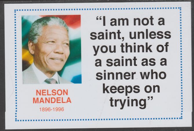 Famous Quotations - Nelson Mandela on 6x4 in (150 x 100 mm) glossy card, unused and fine, stamps on personalities, stamps on nobel, stamps on mandela