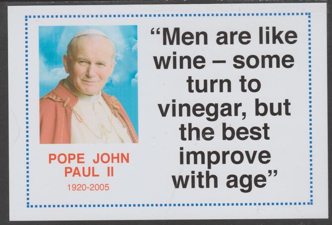 Famous Quotations - Pope John Paul II on 6x4 in (150 x 100 mm) glossy card, unused and fine, stamps on personalities, stamps on popes, stamps on john paul, stamps on 
