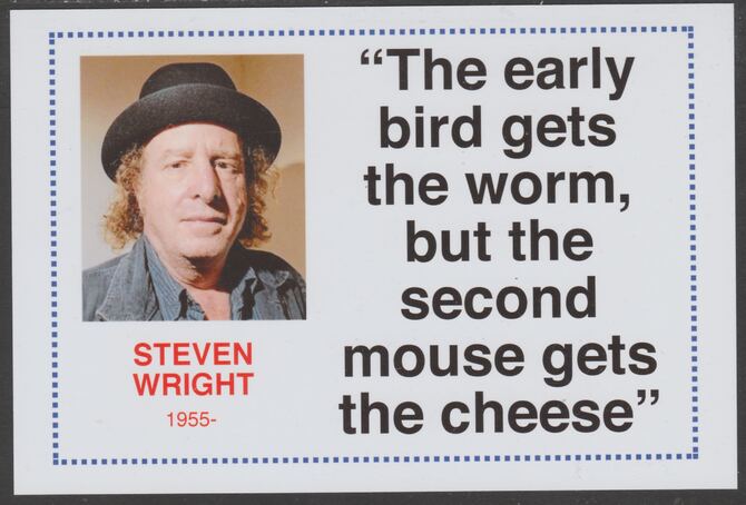 Famous Quotations - Steven Wright on 6x4 in (150 x 100 mm) glossy card, unused and fine, stamps on personalities, stamps on comedy, stamps on humour, stamps on 