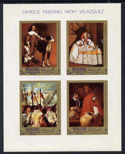 Manama 1968 Paintings by Velazquez imperf m/sheet unmounted mint (Mi BL A4), stamps on arts, stamps on renaissance