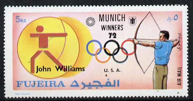 Fujeira 1972 Archery (John Williams) from Olympic Winners set unmounted mint, Mi 1456, stamps on archery